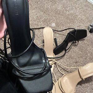 Black and Tan Women's Strappy Sandals